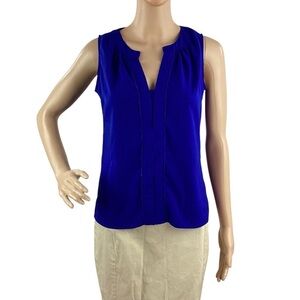 Calvin Klein Cobalt Blue Split Neck Sleeveless Shell PS
